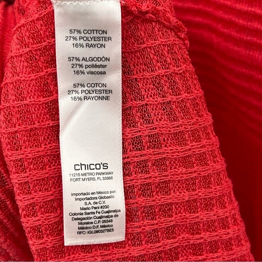 Chico’s Travelers blouse large asymmetric hem semi sheer 3/4 sleeve waffle weave - Picture 8 of 9